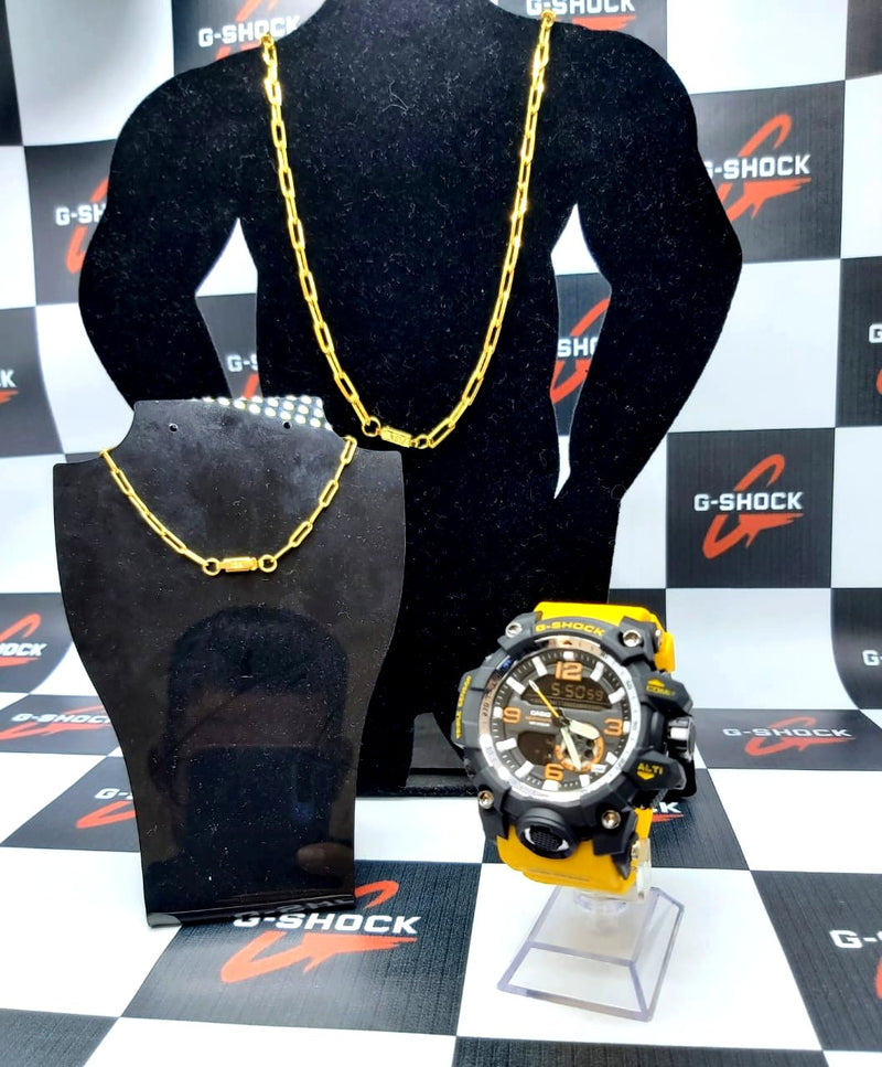 BLACK FRIDAY - G-SHOCK MUD RESIST + 2 Brindes Corrente Cartier 70cm + Pulseira Folheada