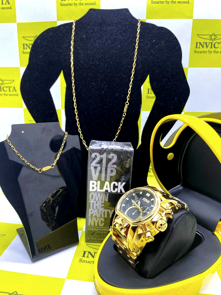 BLACK FRIDAY Invicta Zeus Magnum Banhado PROVA D'ÁGUA + 3 BRINDES Corrente 70cm + Pulseira + Perfume