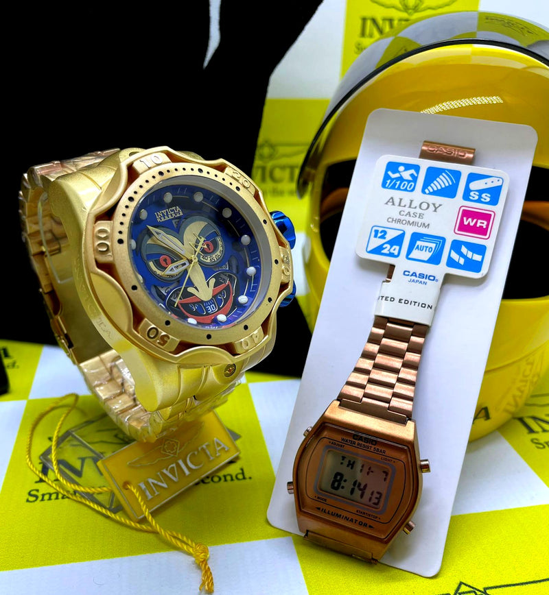 BLACK FRIDAY TOTAL Kit Ele & Ela Invicta The Joker + Casio Retro Rose + BRINDES – LEVE 3 PELO PREÇO DE 1 – TEMPO LIMITADO